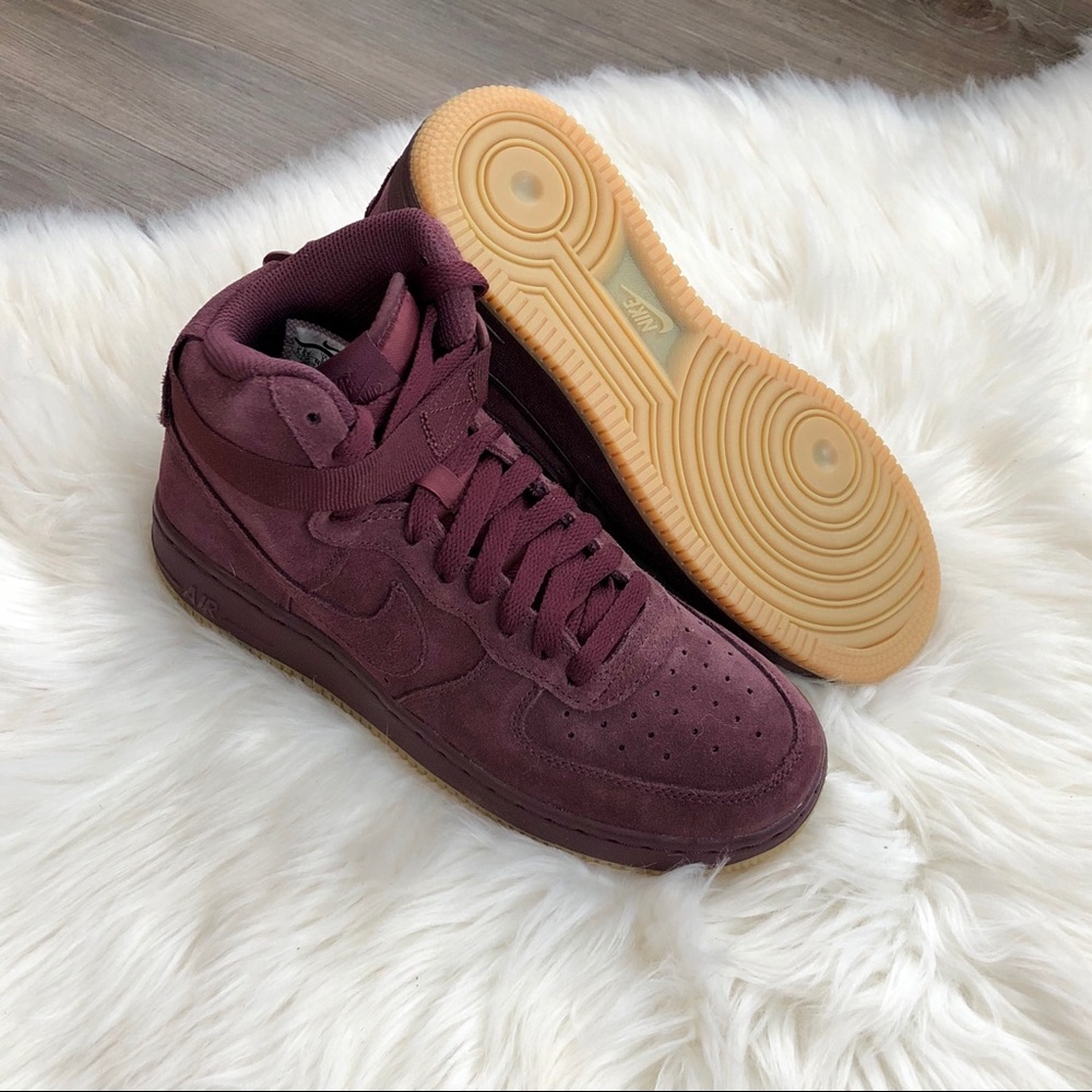 Brand New Nike Air Force 1 High Suede Burgundy - Picture 4 of 6